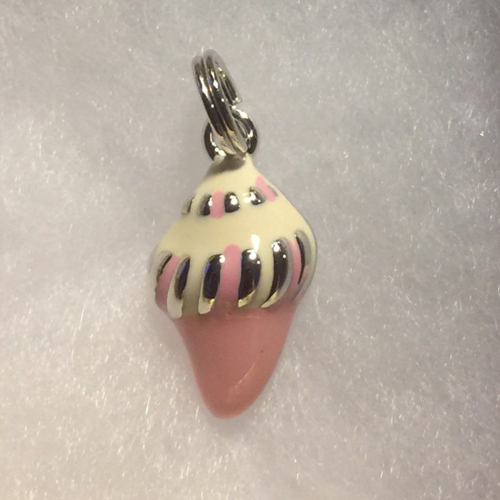 925 SS Pink & White Enamel Pendant/Charm NWT